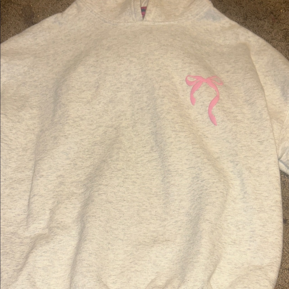 Edikted Cream Hoodie with Pink Bow Detail